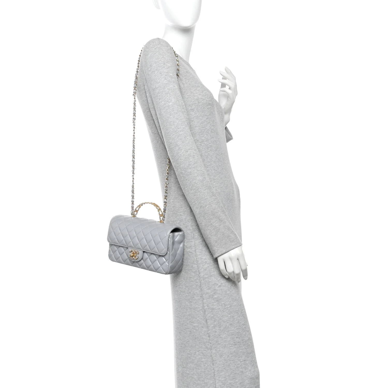 Metallic Small Strass on Top Flap Silvery 2