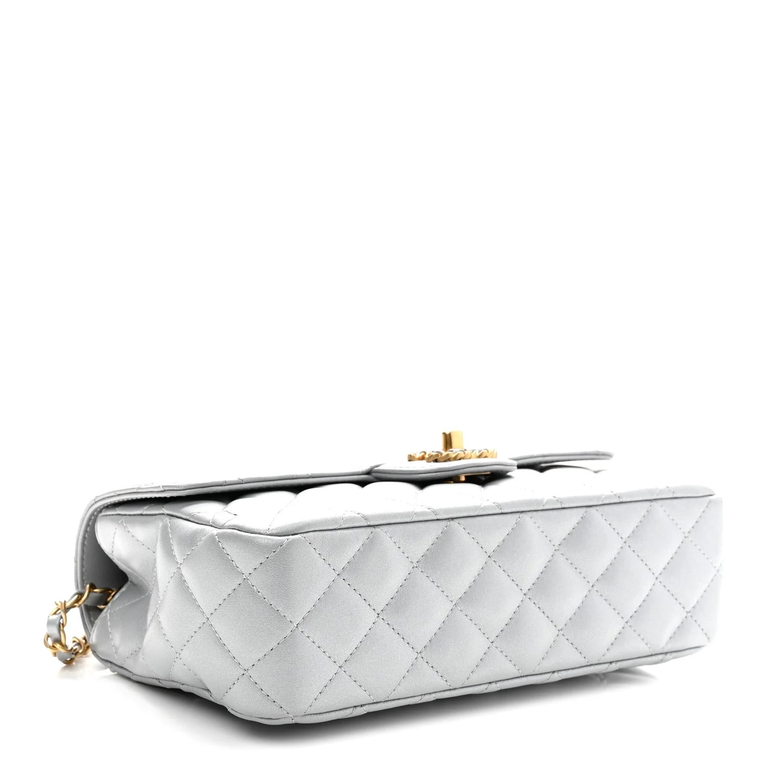 Metallic Small Strass on Top Flap Silvery 4