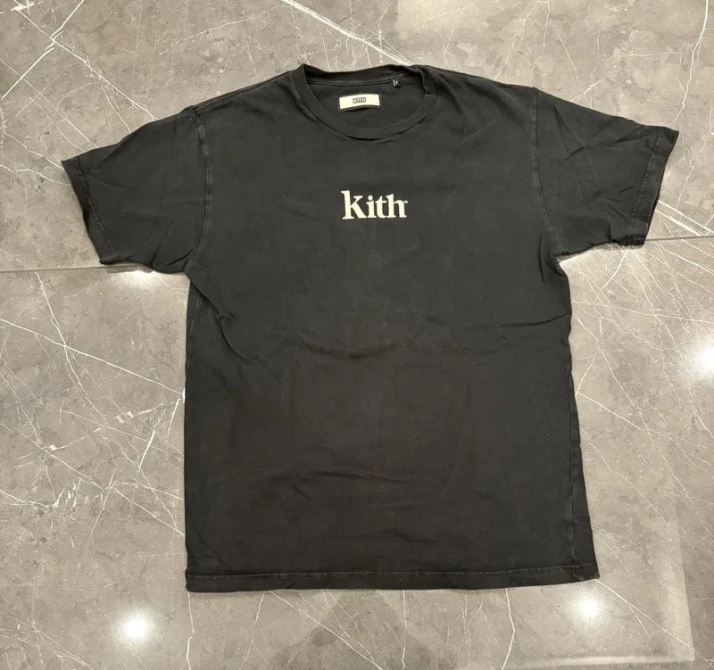 KITH — Kith Pigment Dyed Serif Tee T Shirt Large Logo Box — streetwear — resale