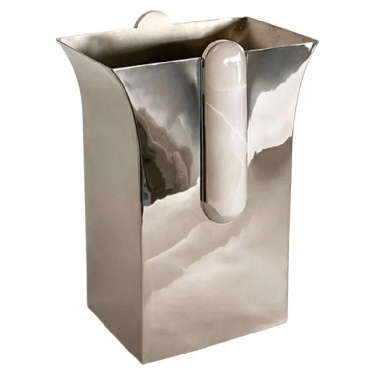 Airedelsur — Hand-Crafted Large Vase By Airedelsur & Shiva Safai, Cream Onyx & Silver Alpaca — decorative_object — resale