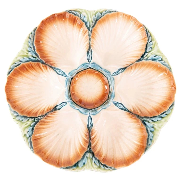 Sarreguemines — Antique French Sarreguemines Majolica Oyster Plate, Circa 1870 — Furniture — resale