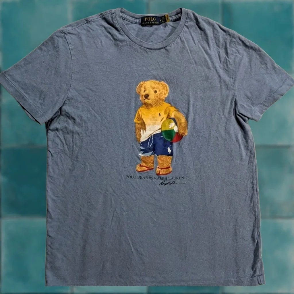 Polo Ralph Lauren — Polo Ralph Lauren Polo Bear Short Sleeve T-Shirt ’S Medium Beach Logo 90s Animals Beach Shirt Slim Adult M — streetwear — resale