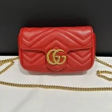 Gucci — Gucci GG Marmont Mini Chevron Quilted Flap Smooth GAuth — Handbag — resale
