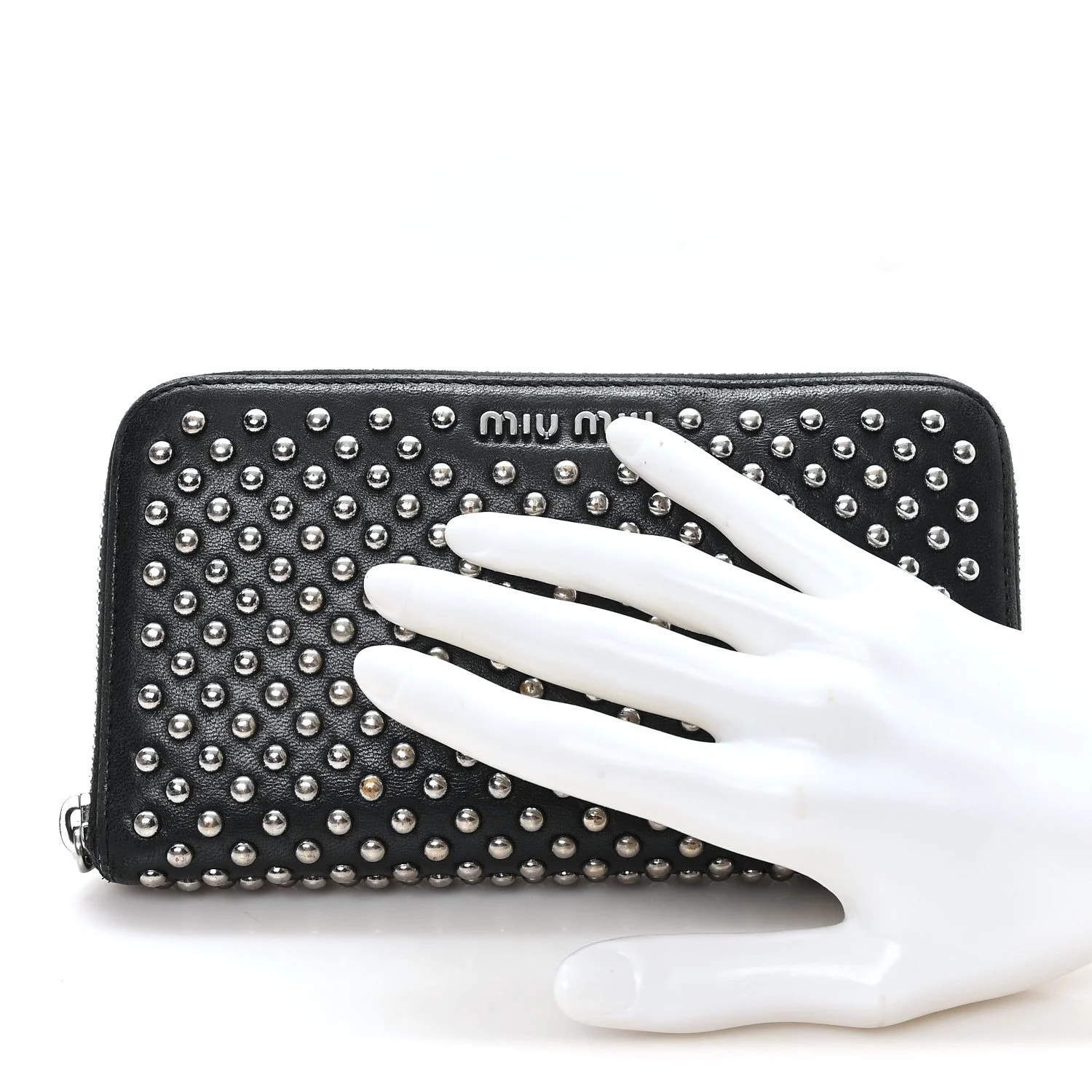 Metal Studded Zip Around Wallet 2