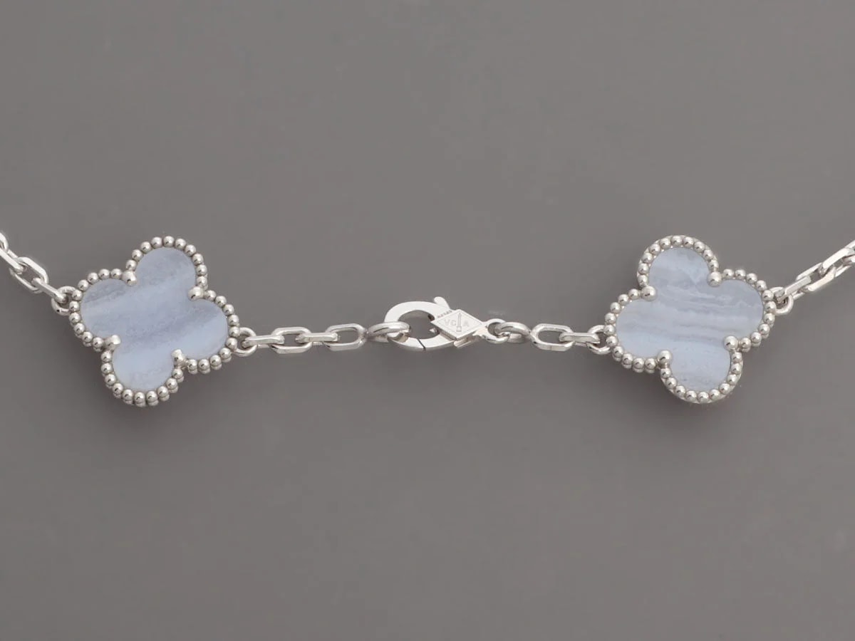 Van Cleef & Arpels 18K White Gold 10-Motif Chalcedony Alhambra 4