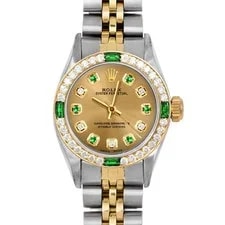 Rolex Lady Oyster Perpetual Champagne Emerald Diamond Dial Emerald Diamond Bezel 4