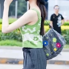 ☆☆☆☆Fendi Felt Flower Mamma Baguette GM & 3