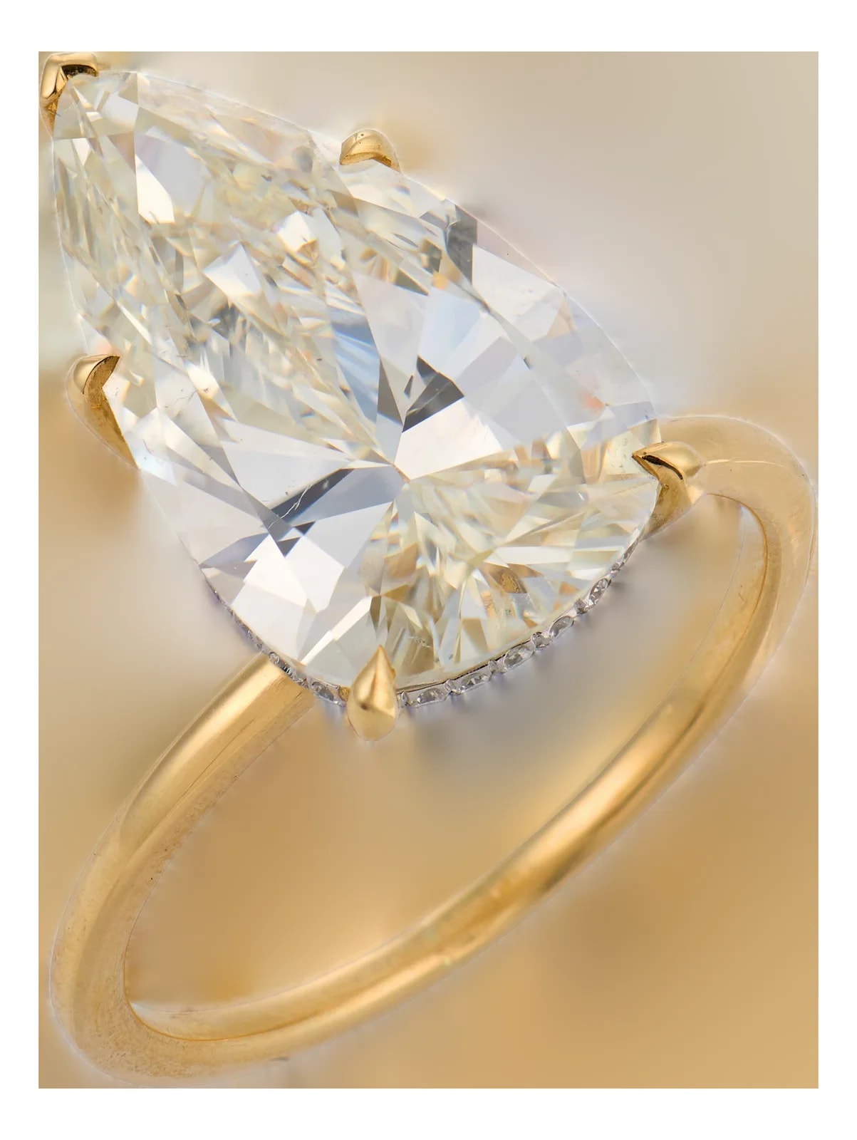 Mid 20th Century Gia 5.19 Carat Pear Shape 18k Yellow Gold Engagement — Jewelry — resale