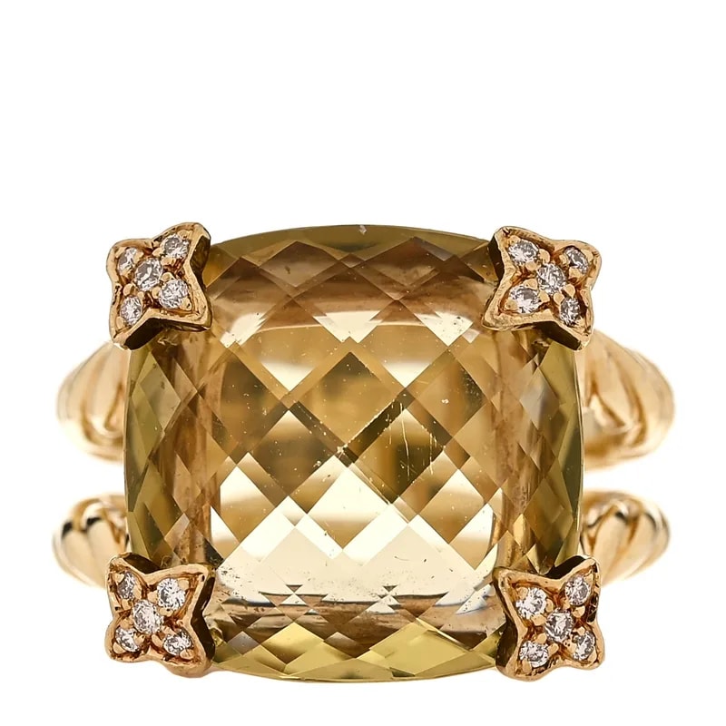 David Yurman — 18K Yellow Gold 15mm Cushion on Point 49 5 — Jewelry — resale