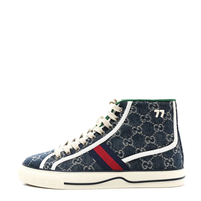 Gucci — New GG Monogram Web 1977 Tennis High Top Sneakers 7.5 Tea Mystic — Sneaker — resale