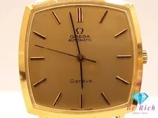 Omega Geneva Gold Dial Leather Strap SS GP Case 4