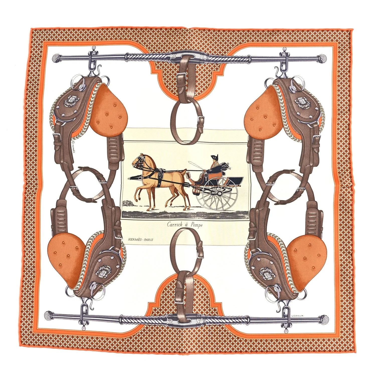 Hermès — Carrick A Pompe Pocket Square 45 Brun — Accessory — resale