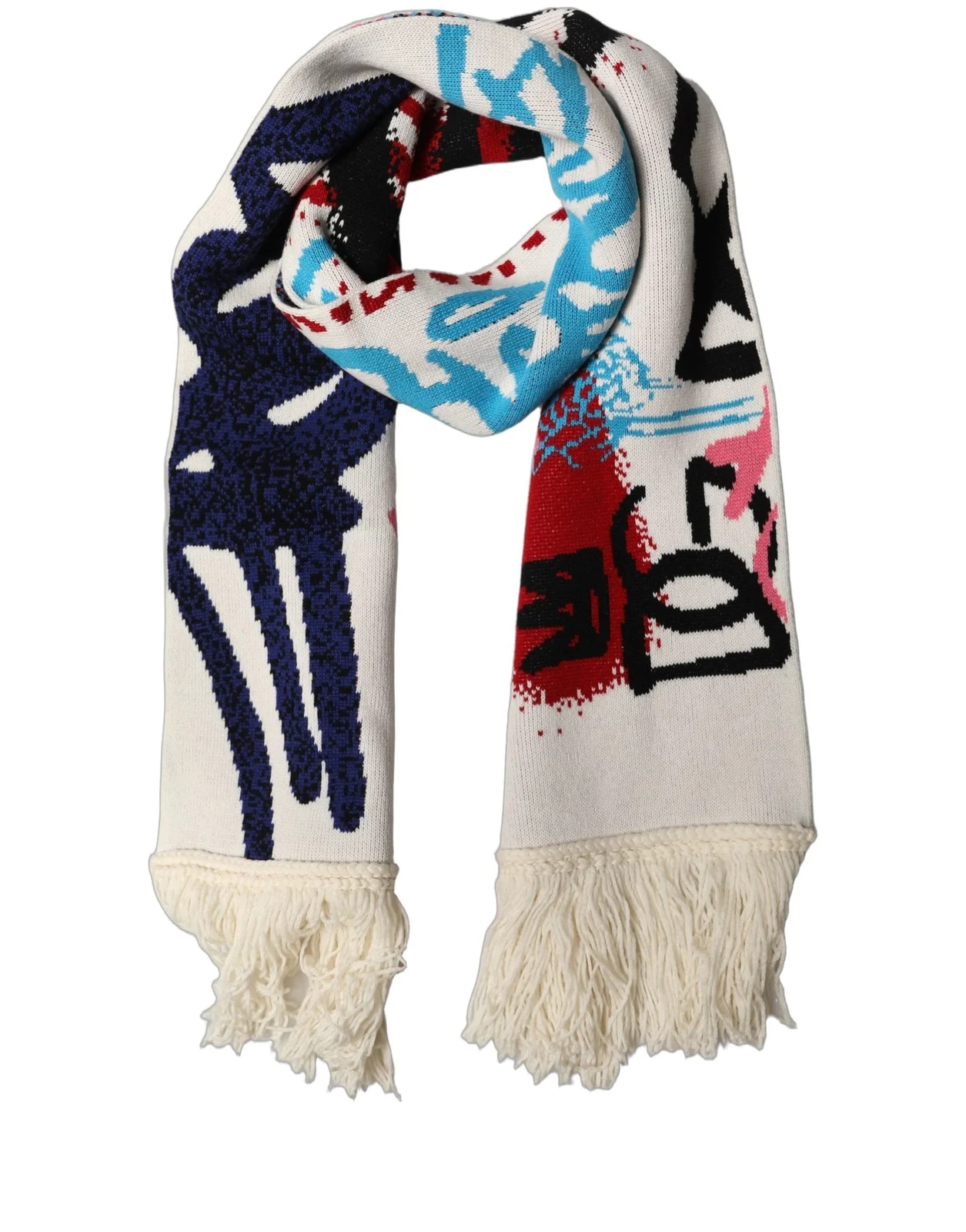 Dolce & Gabbana — Dolce & Gabbana Graphic Fringed Shawl Scarf — Accessory — resale