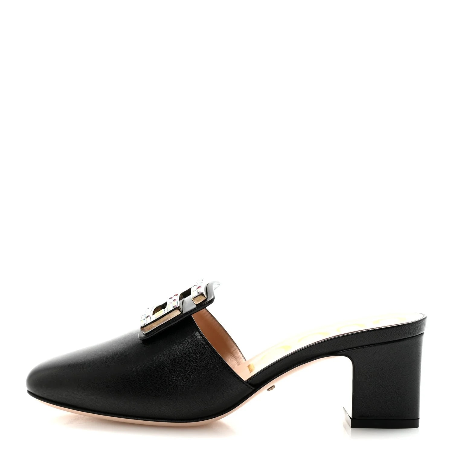 Gucci — Malaga Kid Square G Madelyn 60mm Mules 37.5 — Designer Shoe — resale