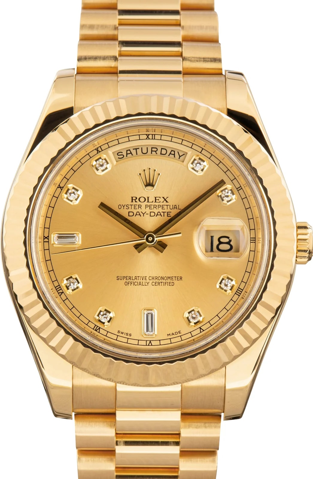 Rolex Day-Date II Ref 218238 Champagne Diamond Dial 2