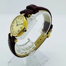 Cartier Must Vendôme Vermeil Gold Leather Band Auth Non-Working 3