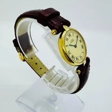 Cartier Must Vendôme Vermeil Gold Leather Band Auth Non-Working 4