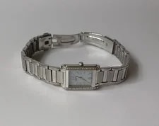 Citizen Eco-Drive Tank Rectangular Silver Tone Crystals Bracelet 2