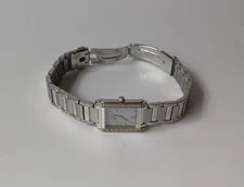 Citizen Eco-Drive Tank Rectangular Silver Tone Crystals Bracelet 4