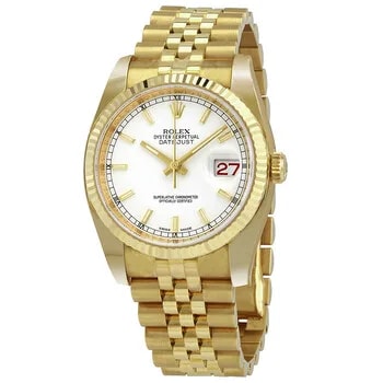 Rolex — Oyster Perpetual Datejust 36 White Dial 18K Yellow Gold Automatic 116238WSJ — Watch — resale