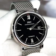 IWC — IWC Portofino Automatic Date 40mm Black Dial IW356506 Milanese Bracelet Full SET — Watch — resale