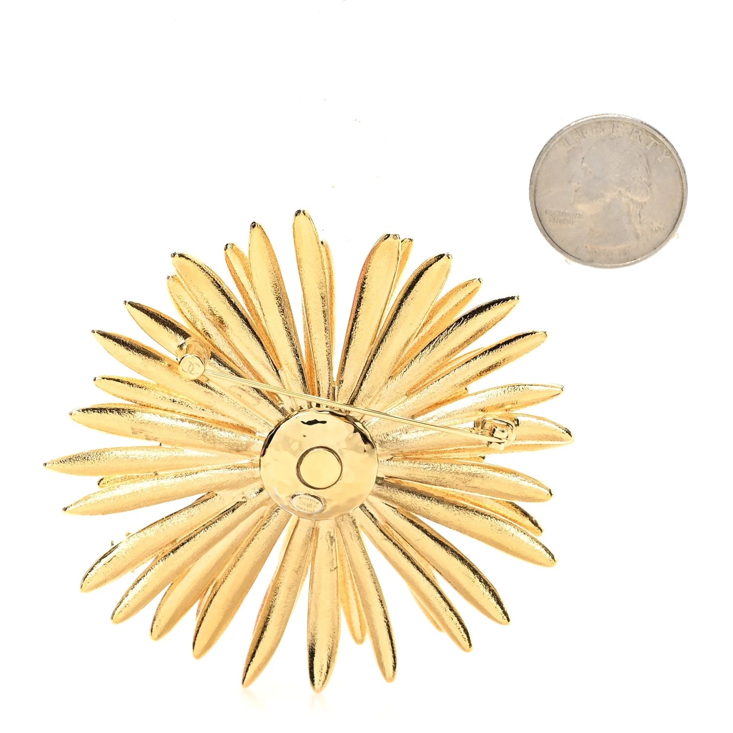 Metal Flower CC Brooch 2