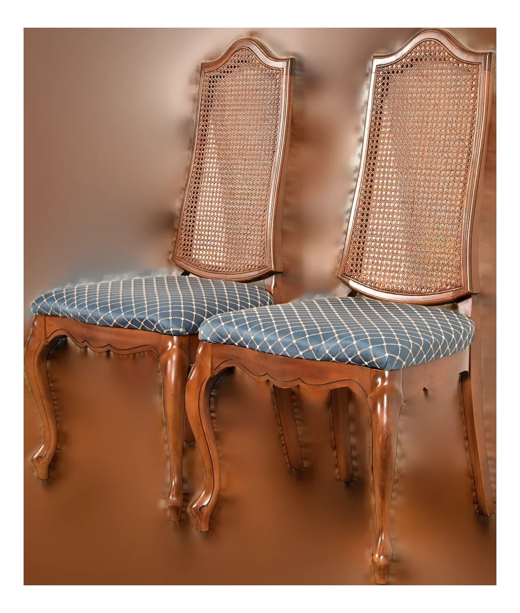 Baker Furniture Company — Baker Furniture Style French Provincial Louis XV Carved and Cane Back Side Or Dining , Pair — Furniture — resale