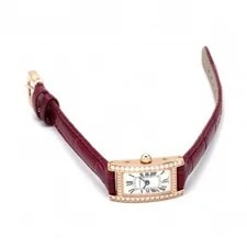 Cartier Tank WJTA0026 Pink Gold Leather Diamond 15.2mm Silver Dial #YKW357 2