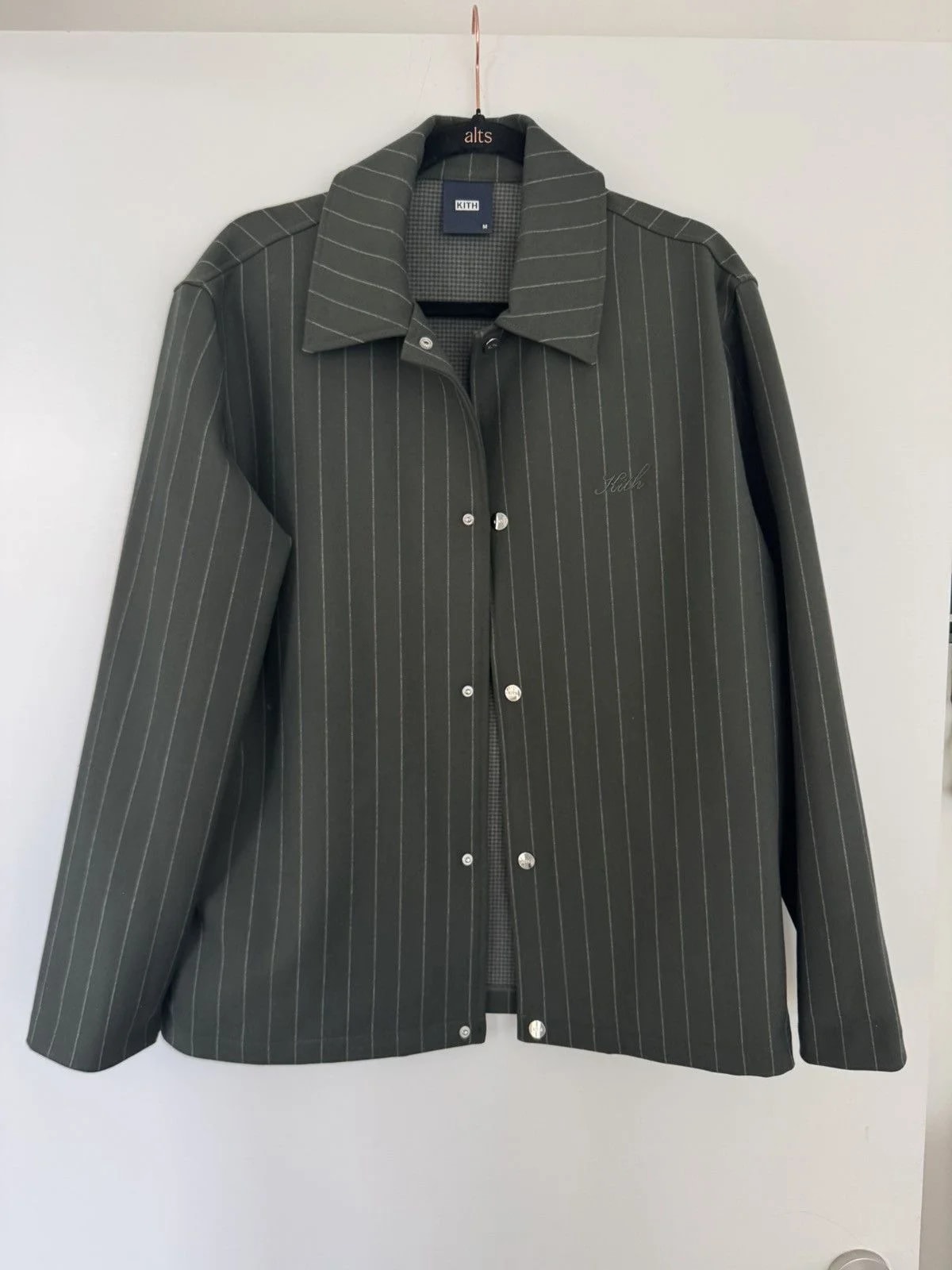 KITH — Kith Pinstripe Double Coaches Jacket - Stadium — streetwear — resale