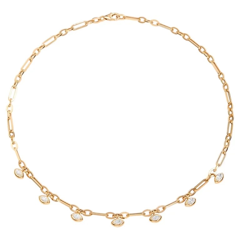 Syna Jewels — Yellow Gold Paper Clip With Diamonds — Jewelry — resale