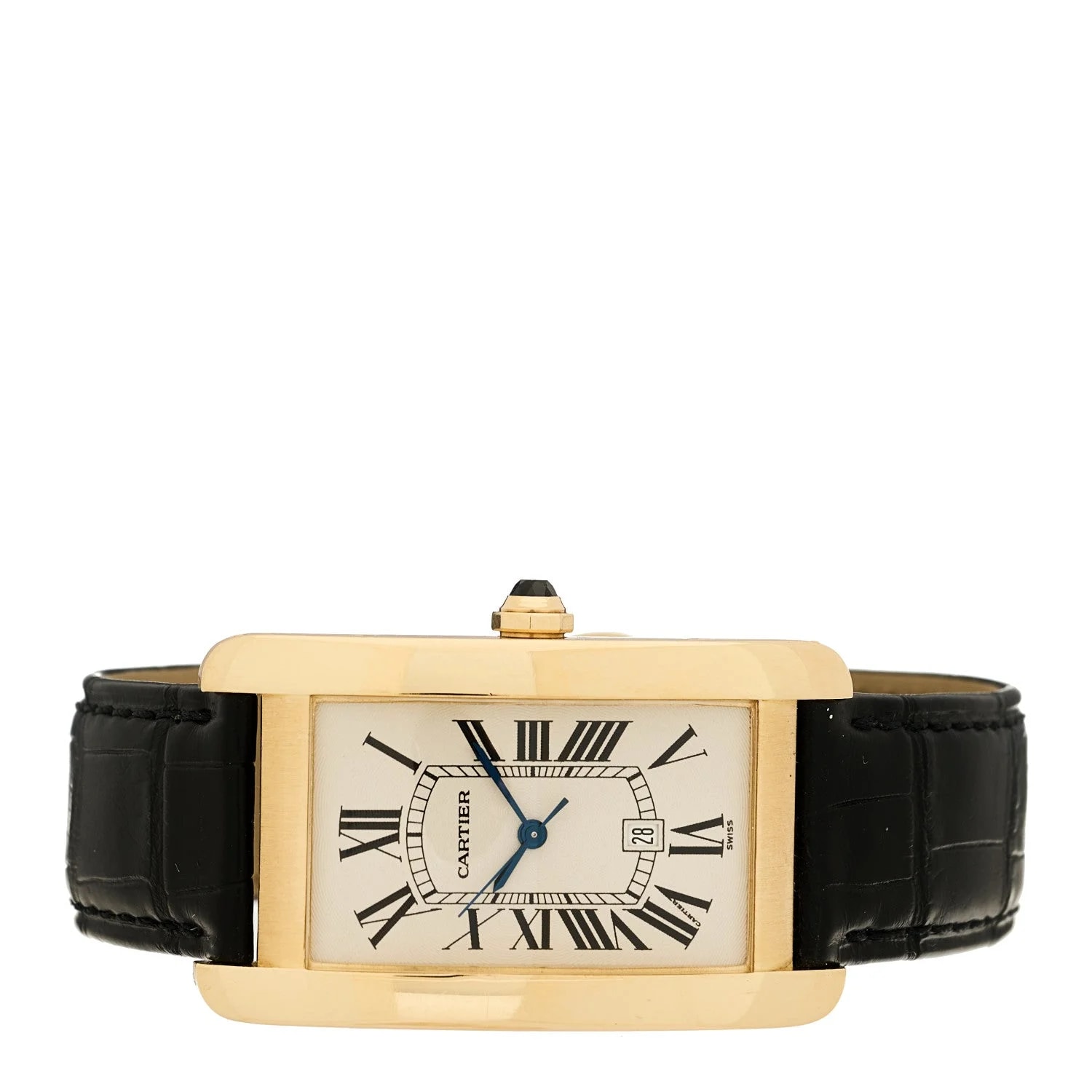 18K Yellow Gold Alligator 26mm Tank Americaine Automatic 2