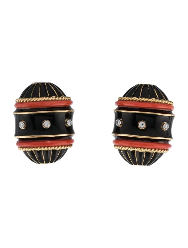 David Webb — 18K , & Enamel Clip-On — Jewelry — resale
