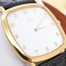 Omega de Ville Quartz Square Case White Dial Gold 2