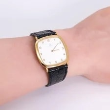 Omega de Ville Quartz Square Case White Dial Gold 3