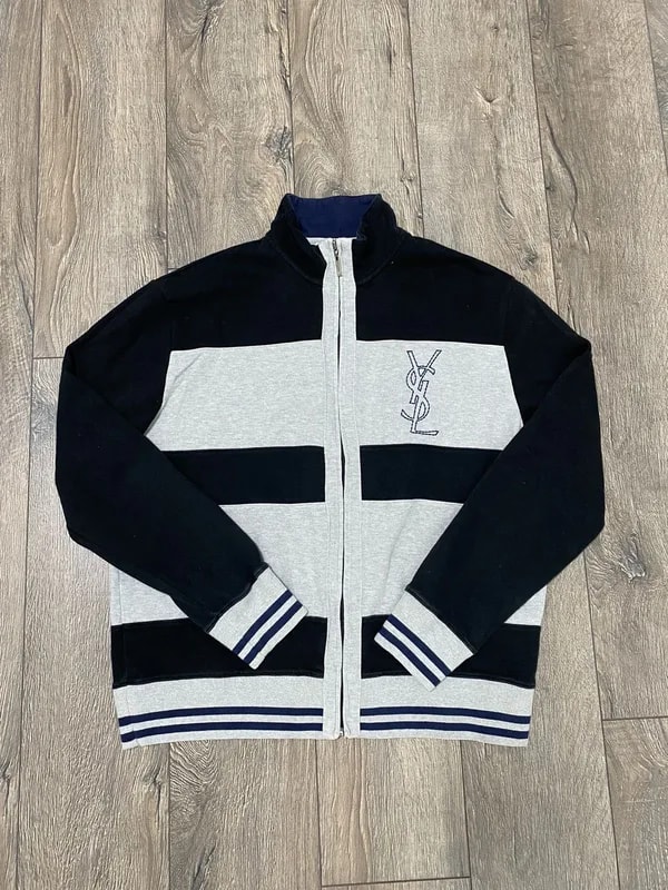 Saint Laurent — Yves Saint Laurent Zip Striped Pullover (XXL) — streetwear — resale