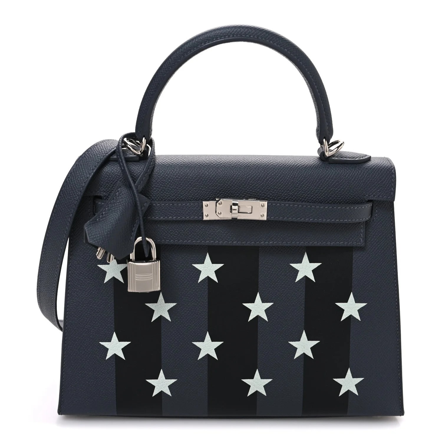 Hermès — Tadelakt Casaque Etoilee Kelly Sellier 25 Ardoise Peppermint — Handbag — resale