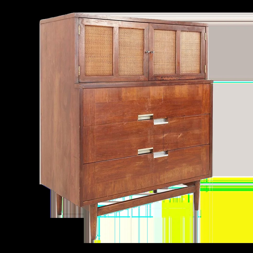 American of Martinsville — Merton Gershun for American of Martinsville Mid Century X Inlay 9 Drawer Dresser — Furniture — resale