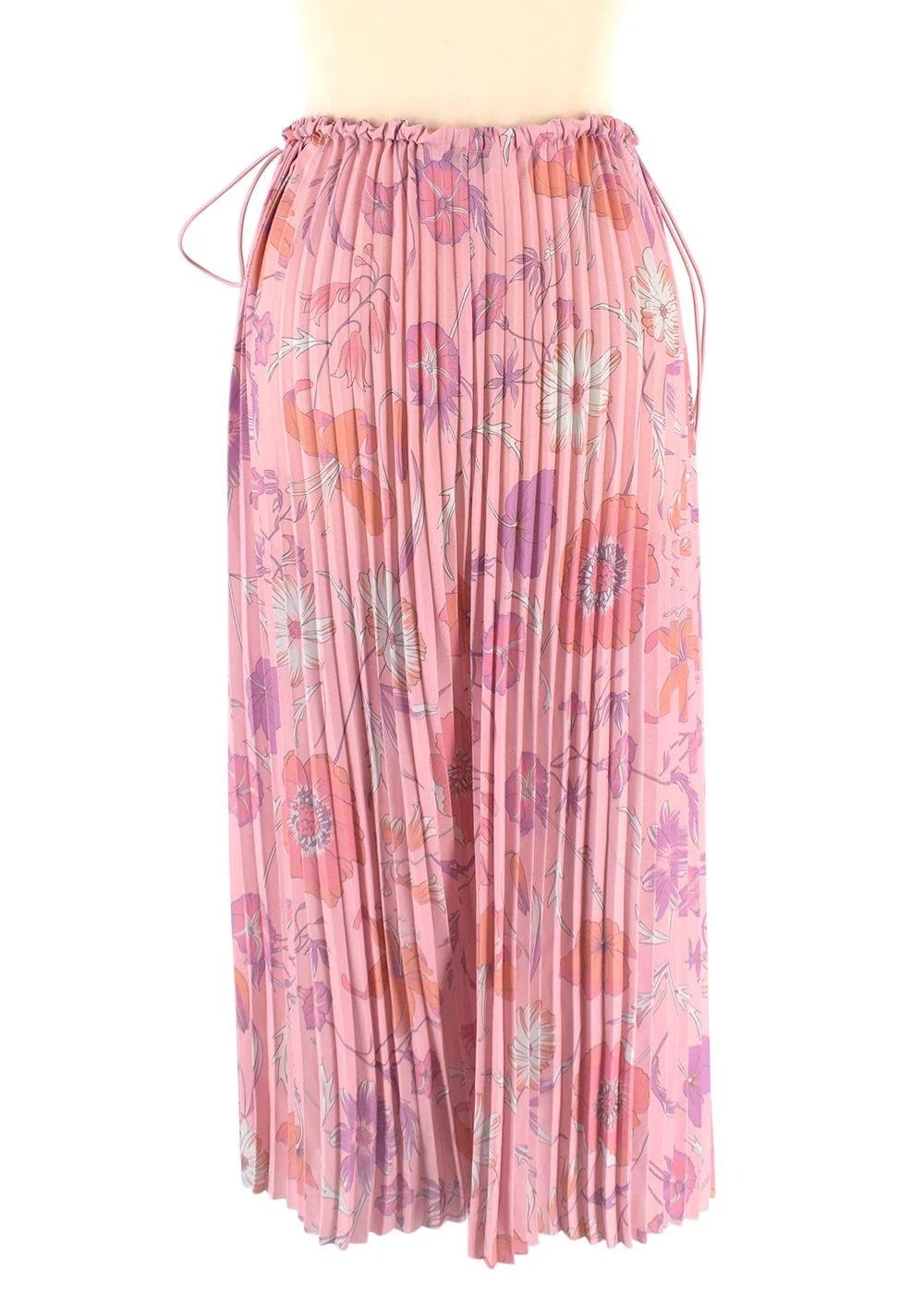 Balenciaga Floral Pleated Skirt With Drawstring Waist Detail 2