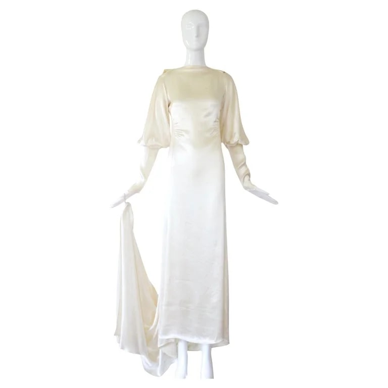 1930's Wedding Dress Bishop Sleeve UK 8-10 US 4-6 — Clothing — resale