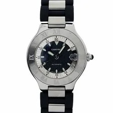 Cartier — Overhauled Cartier W10147U2 Black Quartz Must Auto Scaf Stainless — Watch — resale
