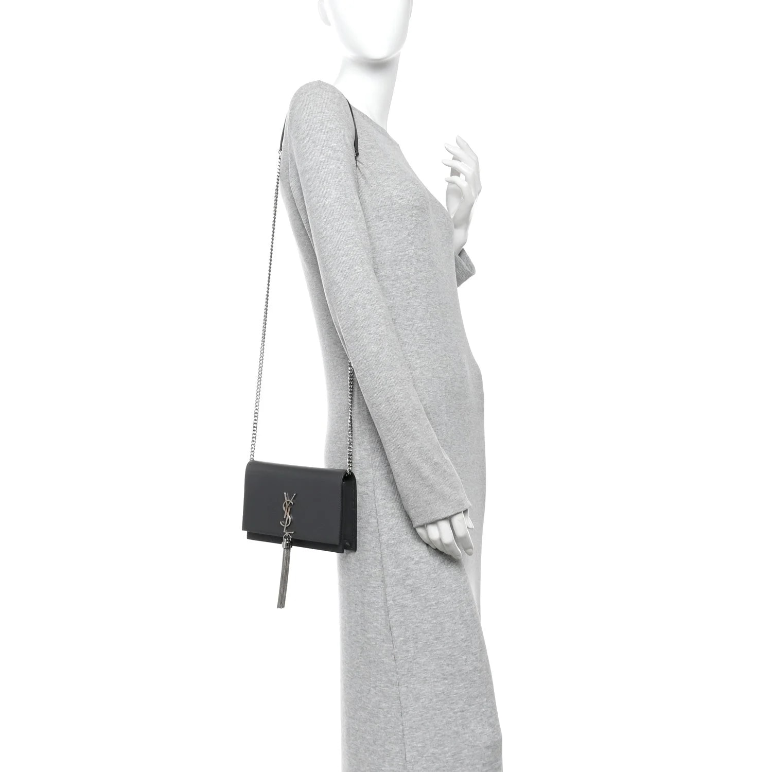 Smooth Classic Kate Tassel Chain Wallet Asphalt 2