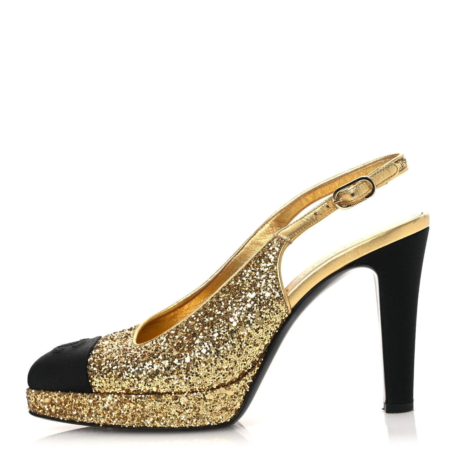 Chanel — Glitter Grosgrain Cap Toe CC Slingback 38 — Accessory — resale