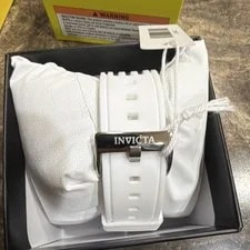 Invicta 70147 Quartz Chronograph Date Gold Dial White Silicone 30m Box 4