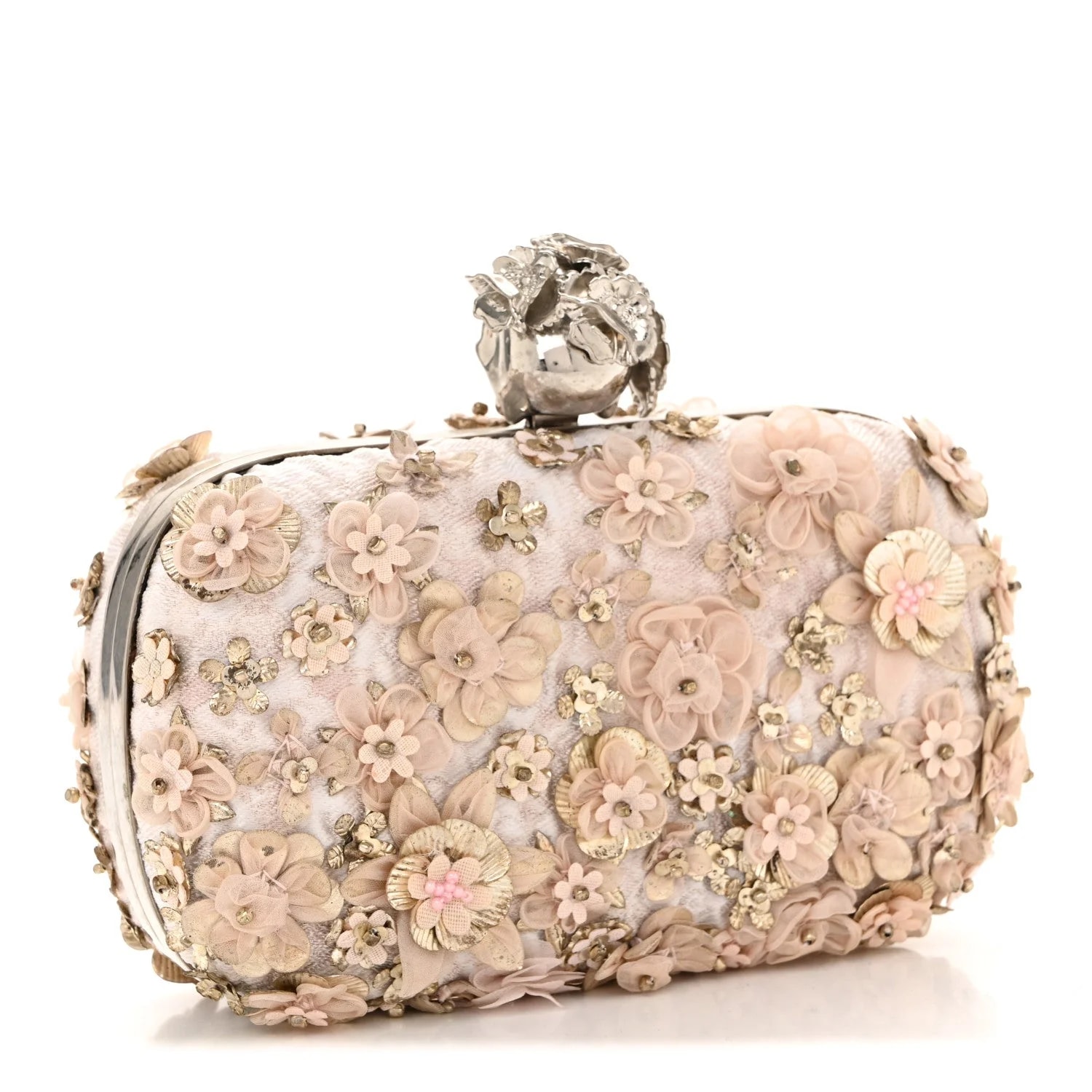 Flower Appliqued Brocade Skull Box Light 2