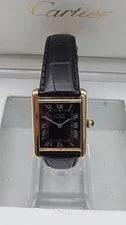 Must de Cartier Tank 18ct Gold on Silver Mid Size Mechanical & Cartier Box 3
