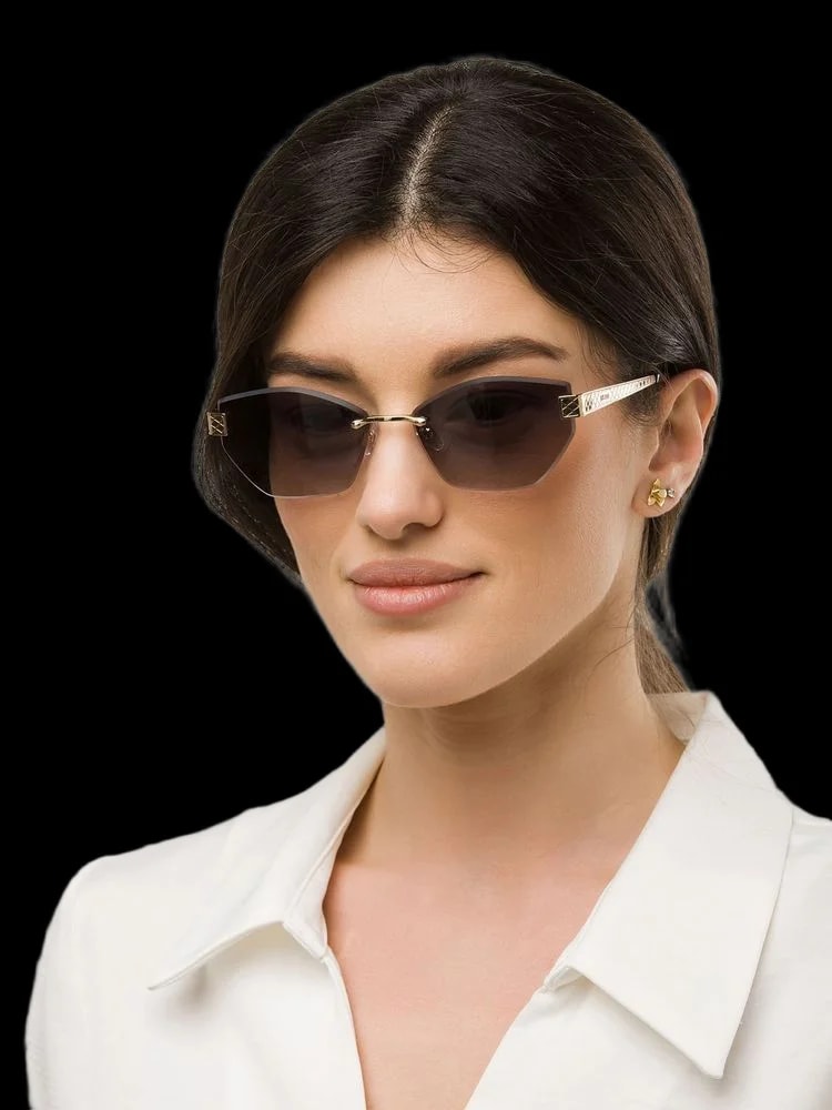 Just Cavalli Sjc202 Metal Rimless Sunglasses — Rose Gold 4