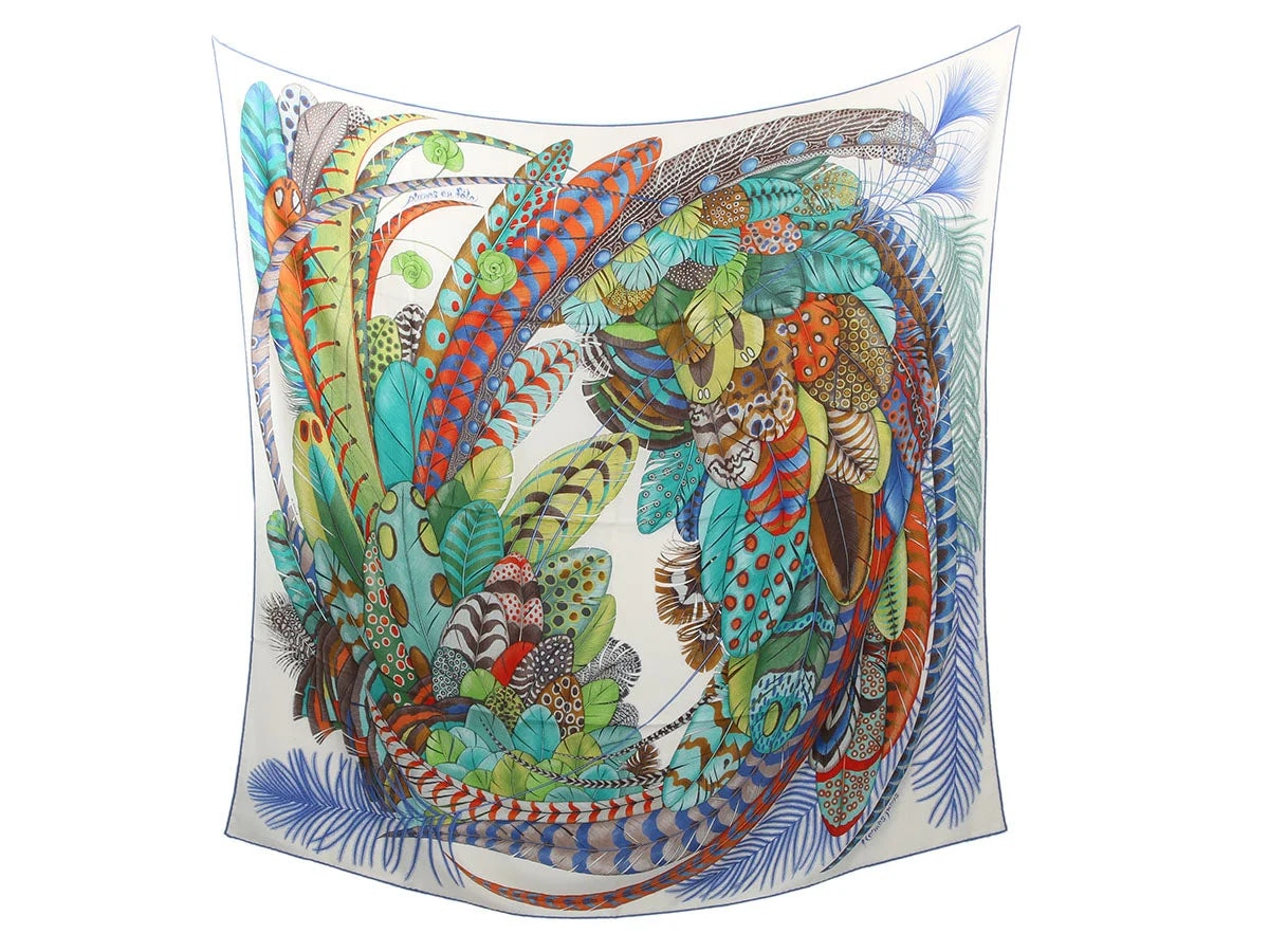 Hermès — Hermès Plumes En Fête Shawl 140cm — Accessory — resale