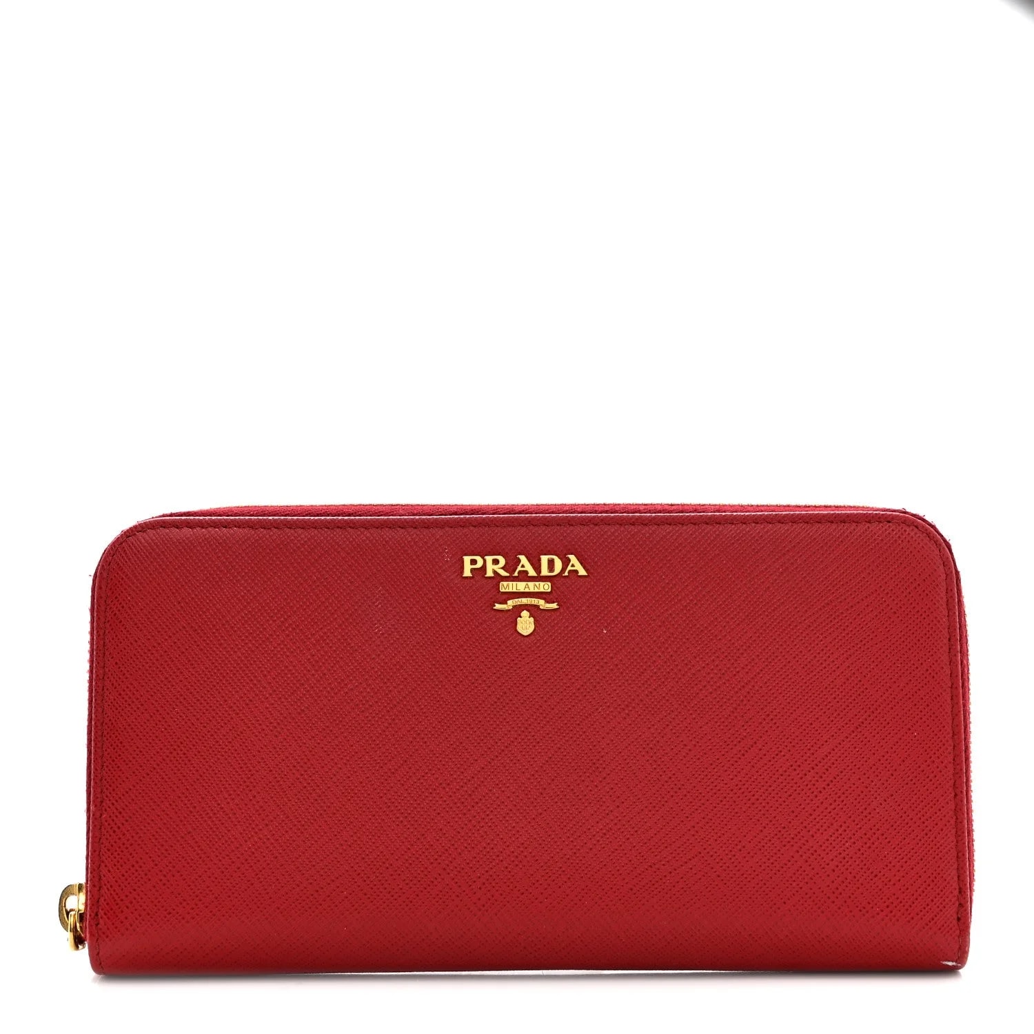 Prada — Metal Zip Around Wallet Fuoco — Accessory — resale