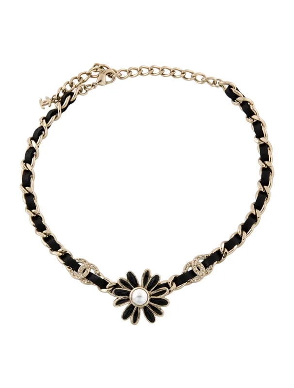 Chanel — Faux , Strass & Flower Choker — Jewelry — resale