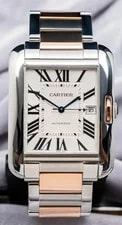 Cartier Tank Anglaise XL Model Rose Gold Silver Dial eBay Live W5310006 2